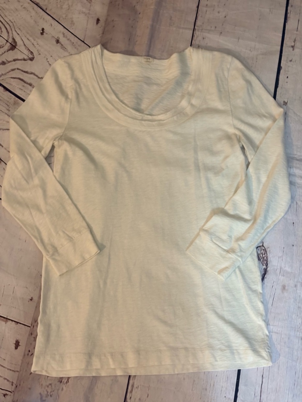 J. Crew Ivory Scoop Neck Long Sleeve Top